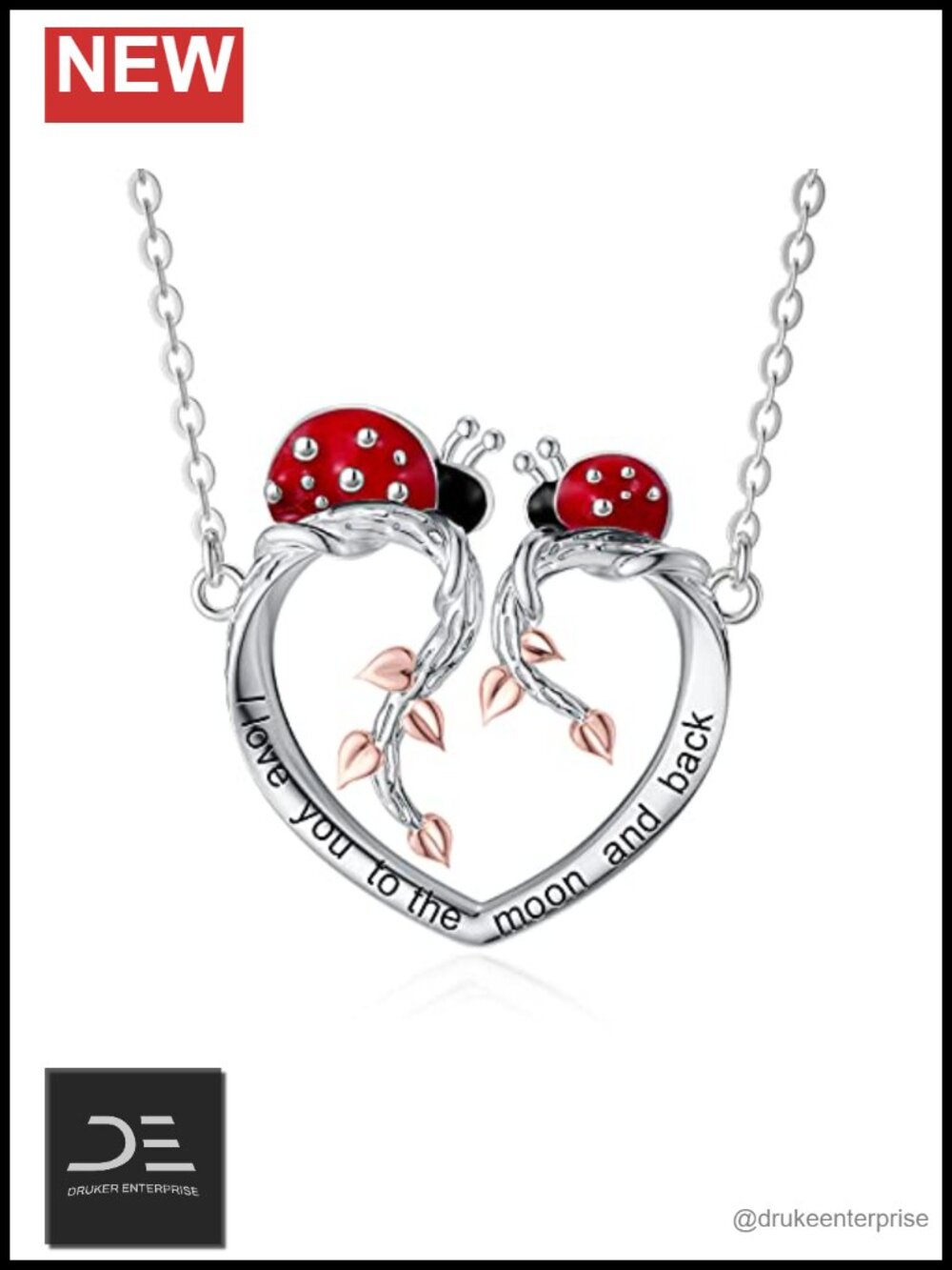 Sterling Silver Ladybug Tree of Life Pendant Necklace Women Gift